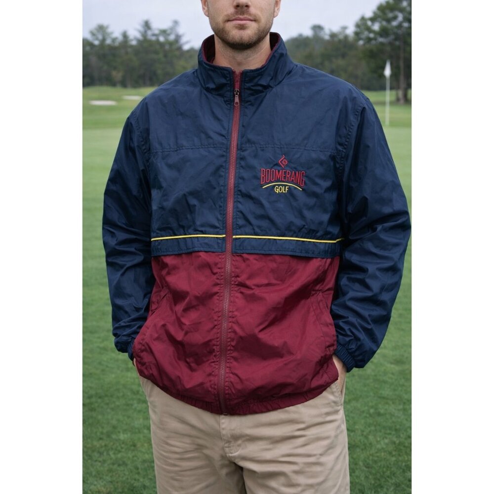 Vintage Boomerang Golf Windbreaker Jacket XL Retro 90s Colorblock Nylon Oversize